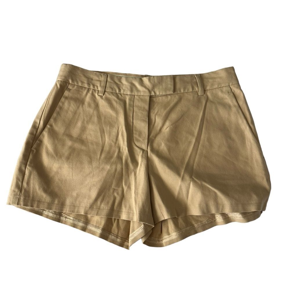 Theory Beige High-Rise Tailored Shorts